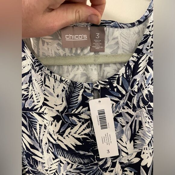 NWT Chico’s Tropical Mix Brandi Maxi Dress Braided Belted Stretch Sz 3 - Picture 3 of 10